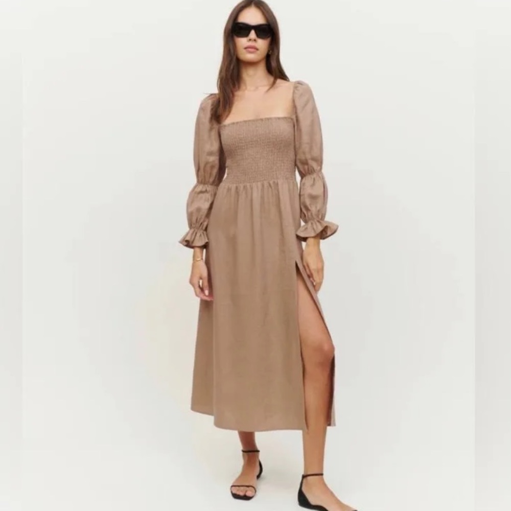 REFORMATION HYAND LINEN DRESS XS
